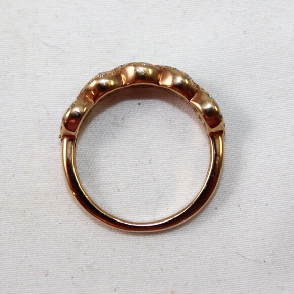 Sterling Silver Rose Gold Plated & Cubic Zirconia Fashion Ring - Size 8 - Picture 6 of 10